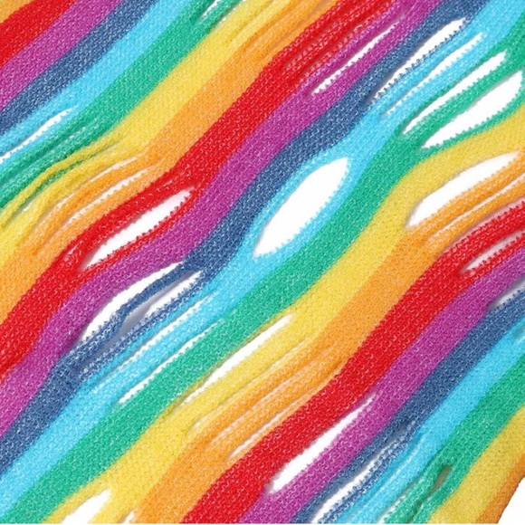 ❤️SOLD❤️ Rainbow Mesh Fishnet Dress Rave Festival Outfit Swim Cover - Picture 3 of 9